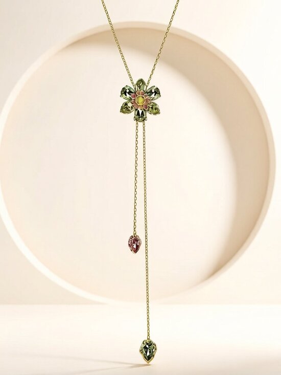 Swarovski Jewelry - Swarovski Idyllia series green flower Y-shaped necklace